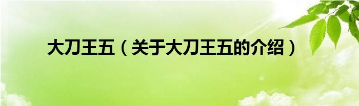 大刀王五（关于大刀王五的介绍）