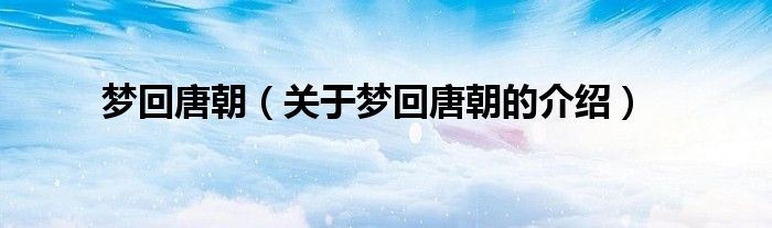 梦回唐朝（关于梦回唐朝的介绍）
