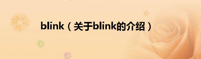 blink（关于blink的介绍）