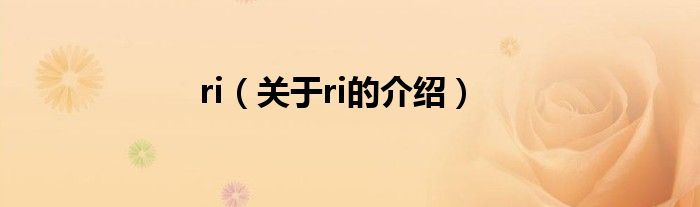 ri（关于ri的介绍）