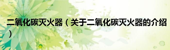 二氧化碳灭火器（关于二氧化碳灭火器的介绍）