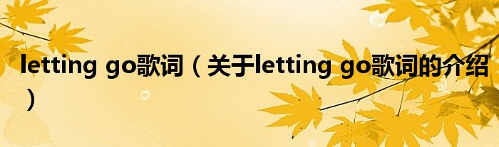 letting go歌词（关于letting go歌词的介绍）