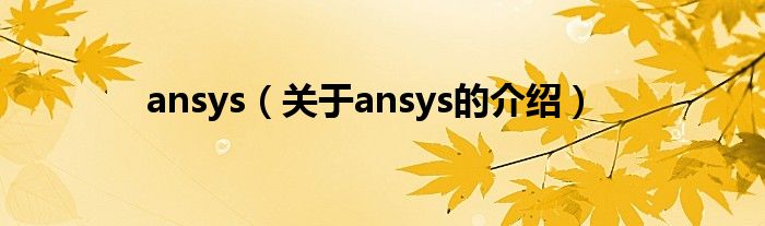 ansys（关于ansys的介绍）