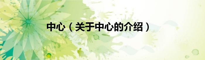 中心（关于中心的介绍）