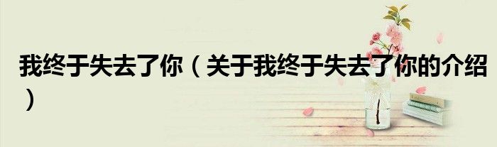 我终于失去了你（关于我终于失去了你的介绍）
