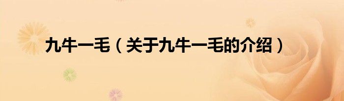 九牛一毛（关于九牛一毛的介绍）