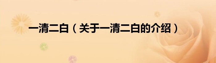一清二白（关于一清二白的介绍）