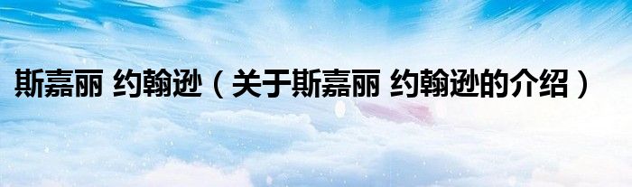 斯嘉丽 约翰逊（关于斯嘉丽 约翰逊的介绍）