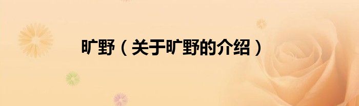 旷野（关于旷野的介绍）