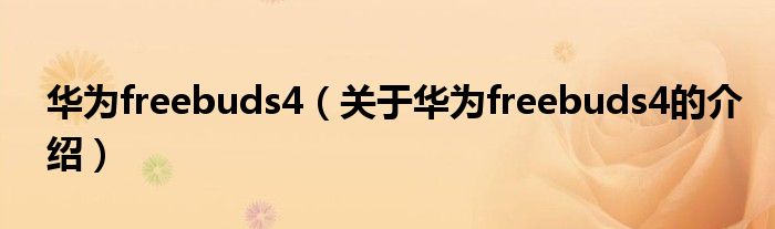 华为freebuds4（关于华为freebuds4的介绍）