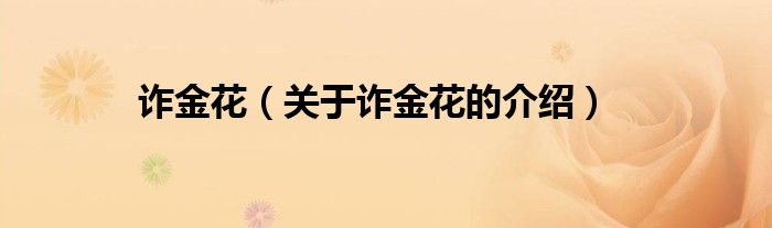 诈金花（关于诈金花的介绍）