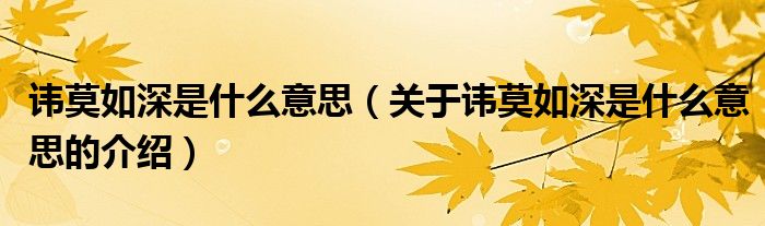 讳莫如深是什么意思（关于讳莫如深是什么意思的介绍）