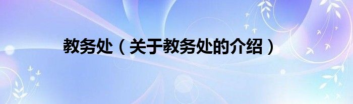 教务处（关于教务处的介绍）