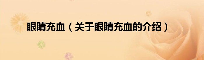 眼睛充血（关于眼睛充血的介绍）