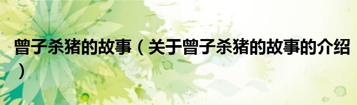 曾子杀猪的故事（关于曾子杀猪的故事的介绍）