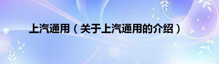 上汽通用（关于上汽通用的介绍）