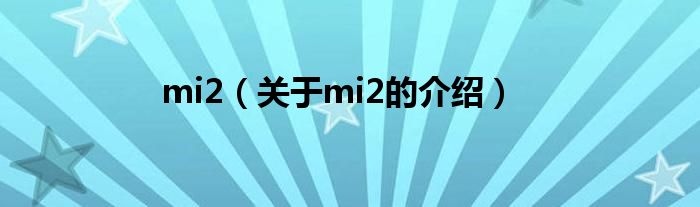 mi2（关于mi2的介绍）