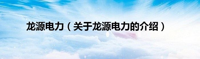 龙源电力（关于龙源电力的介绍）