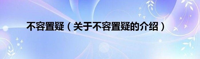 不容置疑（关于不容置疑的介绍）