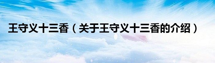 王守义十三香（关于王守义十三香的介绍）