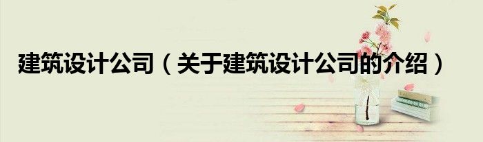 建筑设计公司（关于建筑设计公司的介绍）