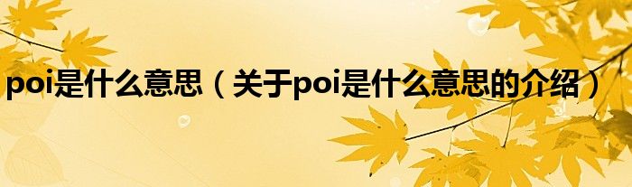 poi是什么意思（关于poi是什么意思的介绍）