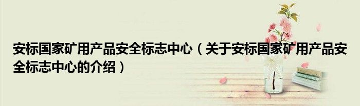 安标国家矿用产品安全标志中心（关于安标国家矿用产品安全标志中心的介绍）