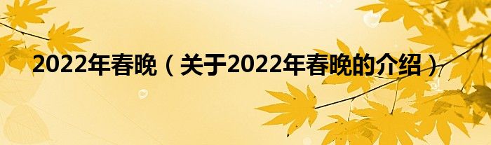 2022年春晚（关于2022年春晚的介绍）