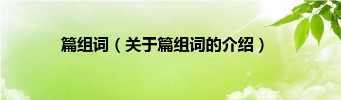 篇组词（关于篇组词的介绍）