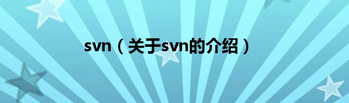 svn（关于svn的介绍）