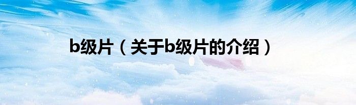 b级片（关于b级片的介绍）