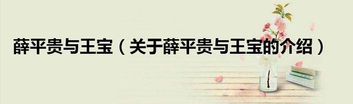 薛平贵与王宝（关于薛平贵与王宝的介绍）