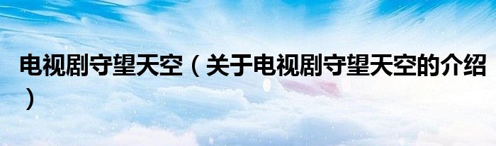 电视剧守望天空（关于电视剧守望天空的介绍）
