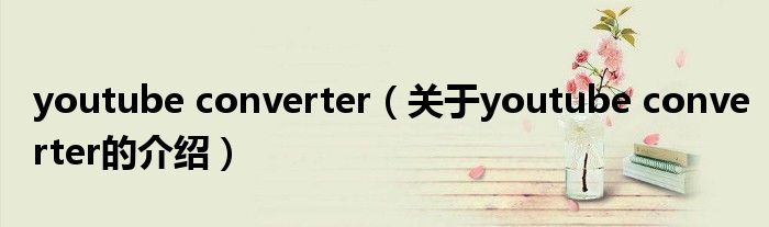 youtube converter（关于youtube converter的介绍）