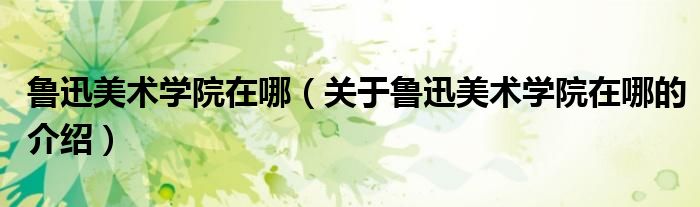 鲁迅美术学院在哪（关于鲁迅美术学院在哪的介绍）