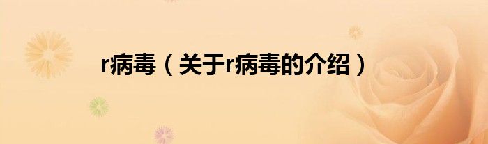r病毒（关于r病毒的介绍）