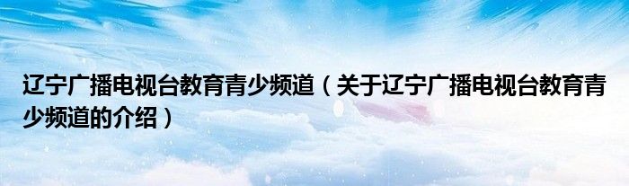 辽宁广播电视台教育青少频道（关于辽宁广播电视台教育青少频道的介绍）