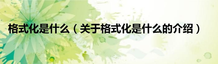 格式化是什么（关于格式化是什么的介绍）