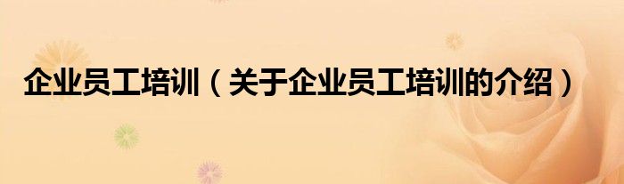 企业员工培训（关于企业员工培训的介绍）