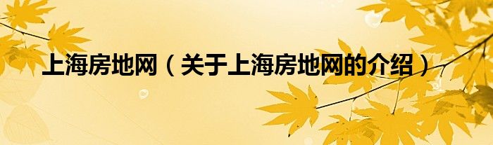上海房地网（关于上海房地网的介绍）