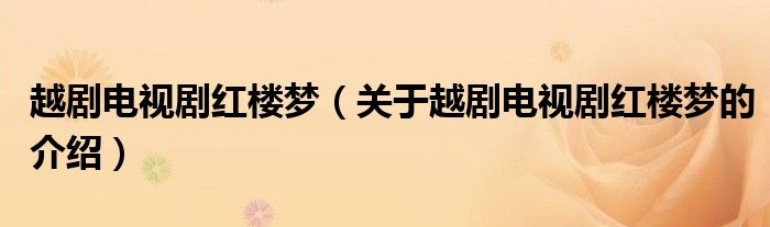 越剧电视剧红楼梦（关于越剧电视剧红楼梦的介绍）