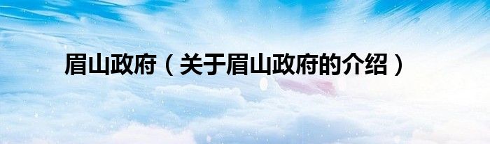 眉山政府（关于眉山政府的介绍）