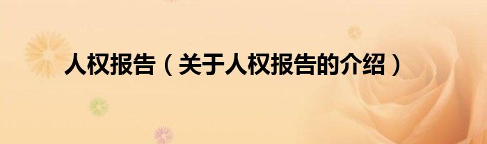 人权报告（关于人权报告的介绍）