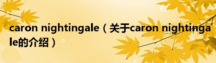 caron nightingale（关于caron nightingale的介绍）