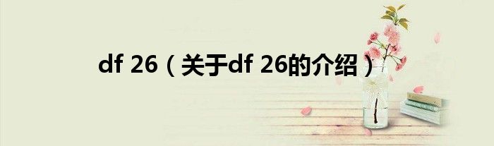 df 26（关于df 26的介绍）