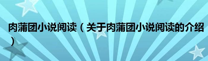 肉蒲团小说阅读（关于肉蒲团小说阅读的介绍）