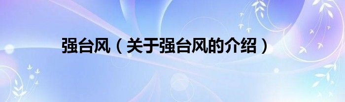 强台风（关于强台风的介绍）