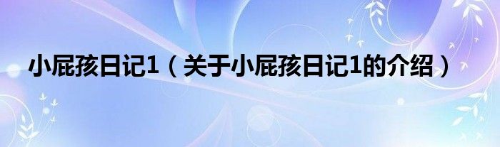 小屁孩日记1（关于小屁孩日记1的介绍）