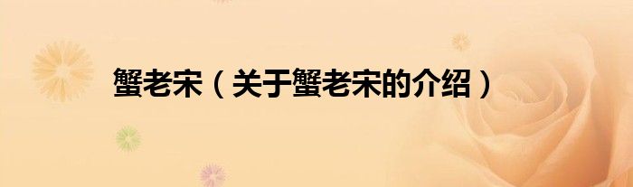 蟹老宋（关于蟹老宋的介绍）