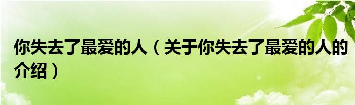 你失去了最爱的人（关于你失去了最爱的人的介绍）